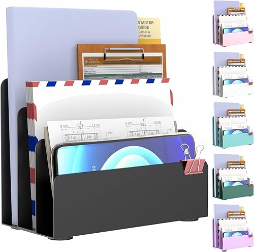 Organizador de correo para encimera, organizador de archivos de escritorio pequeño, soporte de archivos de metal, organizadores esenciales de