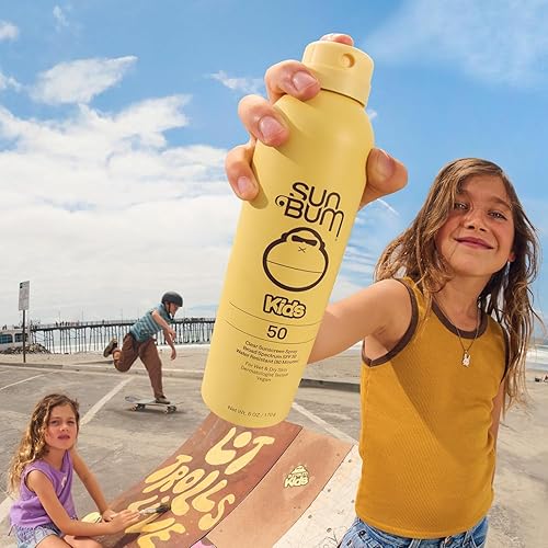 Miniatura 3 de Sun Bum Spray corporal transparente con protección solar SPF 50 para niños, amplio espectro resistente al agua con vitamina E, aplicación para piel