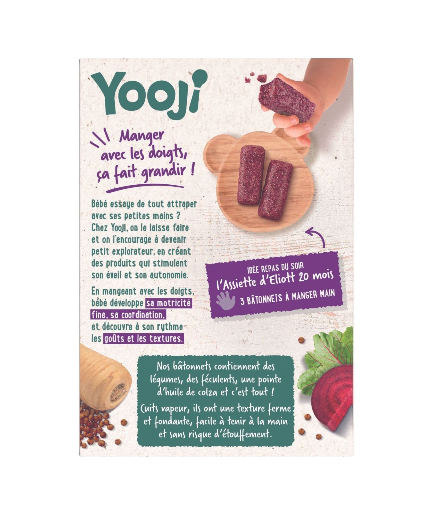 Yooji - Bâtonnets à manger-main betterave & quinoa bio – 15 repas bébé DME dès 12 mois - Lot 5x225g