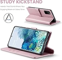Vista 4 de Funda tipo cartera para Samsung Galaxy S20+/S20 Plus de 6.7 pulgadas, con bloqueo RFID, soporte para tarjetas de crédito, de piel sintética, con Oro