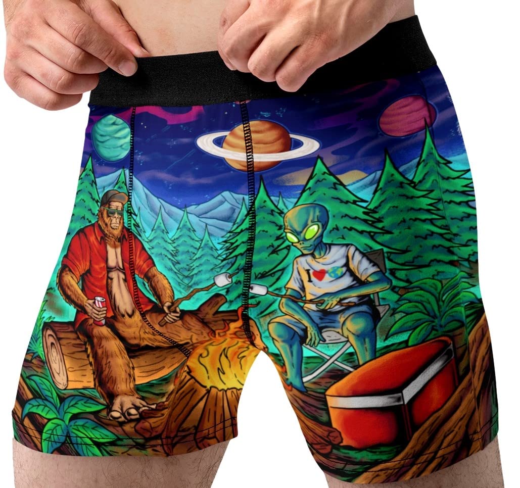 Random Stock ApparelAlien Bigfoot Funny Boxer Briefs - Novelty Boxers, Humorous Underwear, for Men