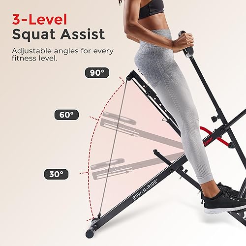 Vista 3 de Sunny Health & Fitness Smart Upright Row-N-Ride Trainer w/Adjustable Resistance & 330LB Weight Capacity, Foldable Home Exercise Equipment for Arm
