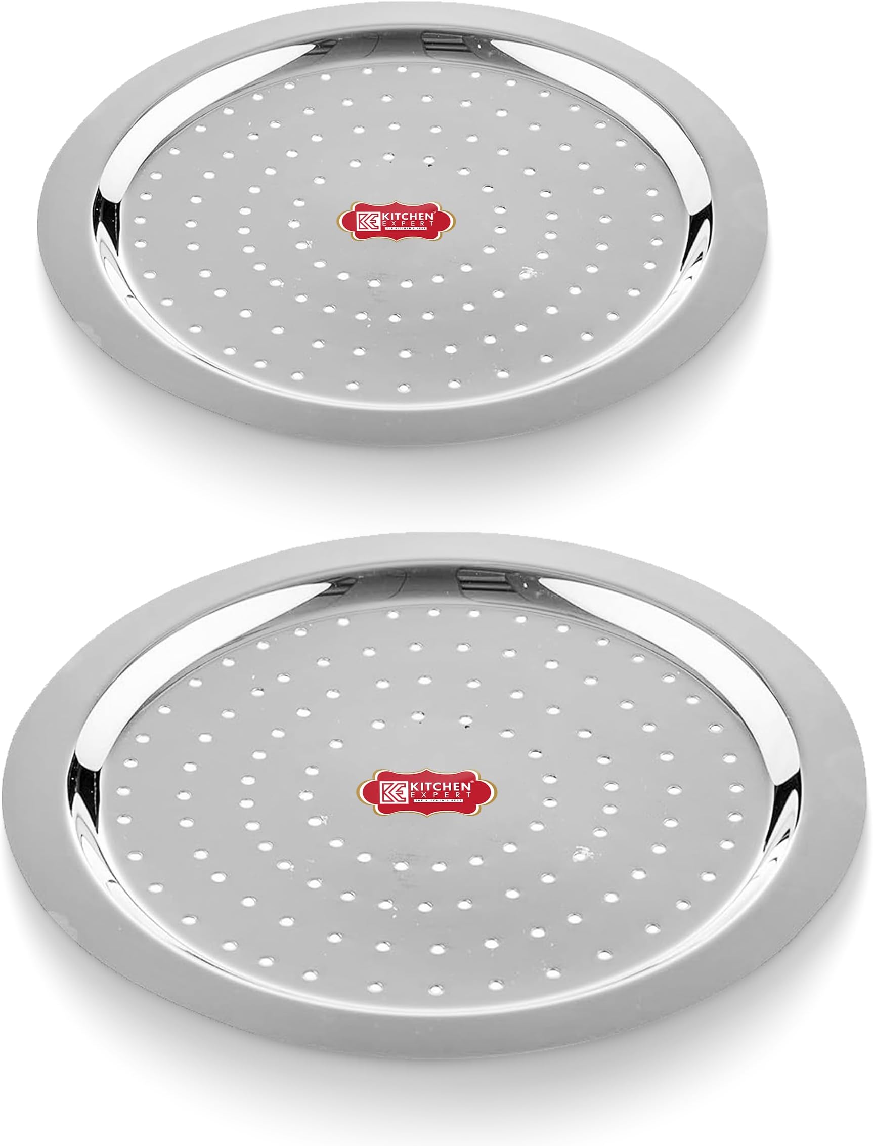 KITCHEN EXPERT, THE KITCHEN'S BEST - Steel Hole Lid | Set of 2 | Lid Covers for Utensils | Milk Cover Plate| Steel Jali Plate | Essential Set for | Multipurpose