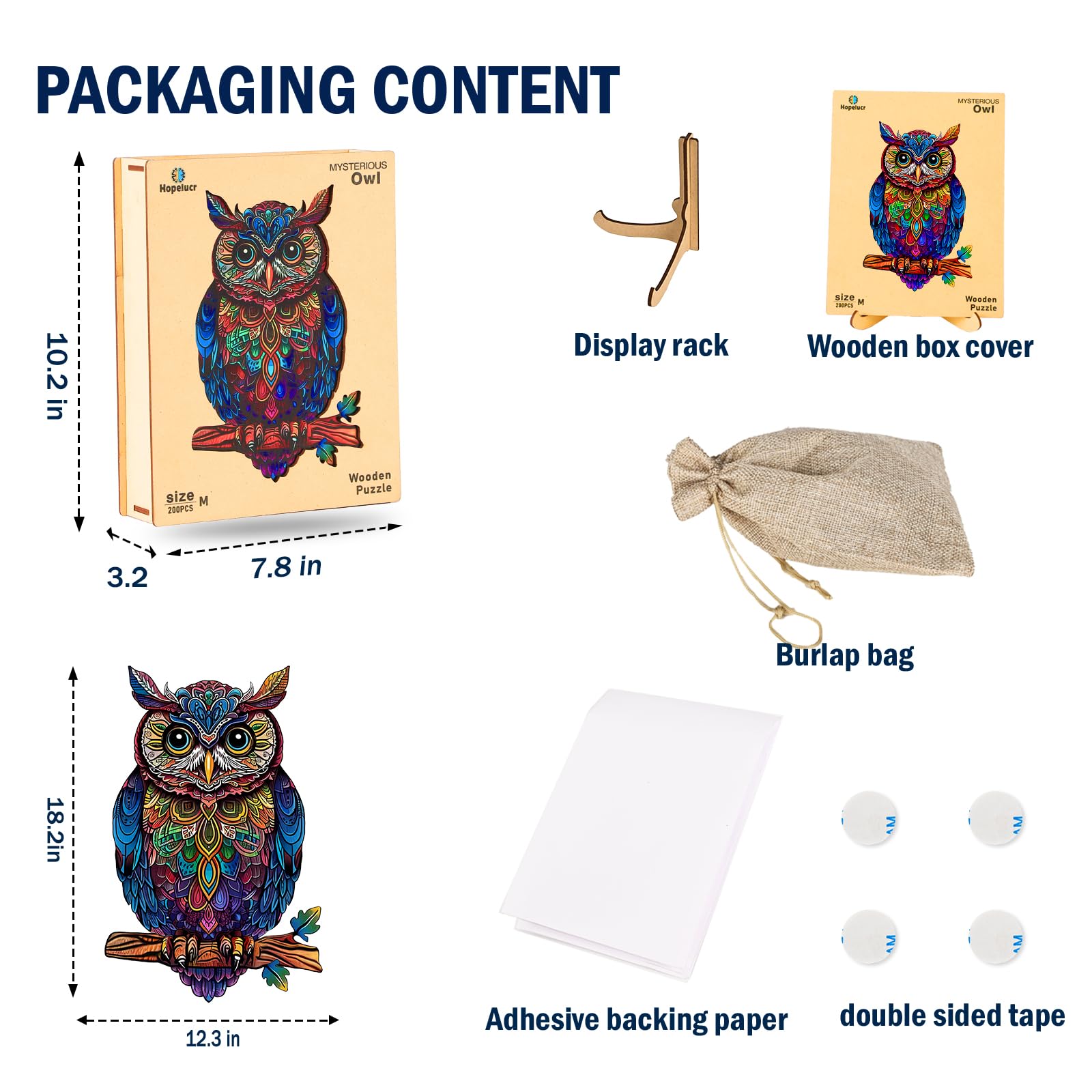 Casse-tête en bois pour adultes, puzzle animal de forme unique, casse-tête en bois de hibou pour adultes, cadeaux d'anniversaire pour adultes et enfants, 500 pièces, 46 x 32 cm