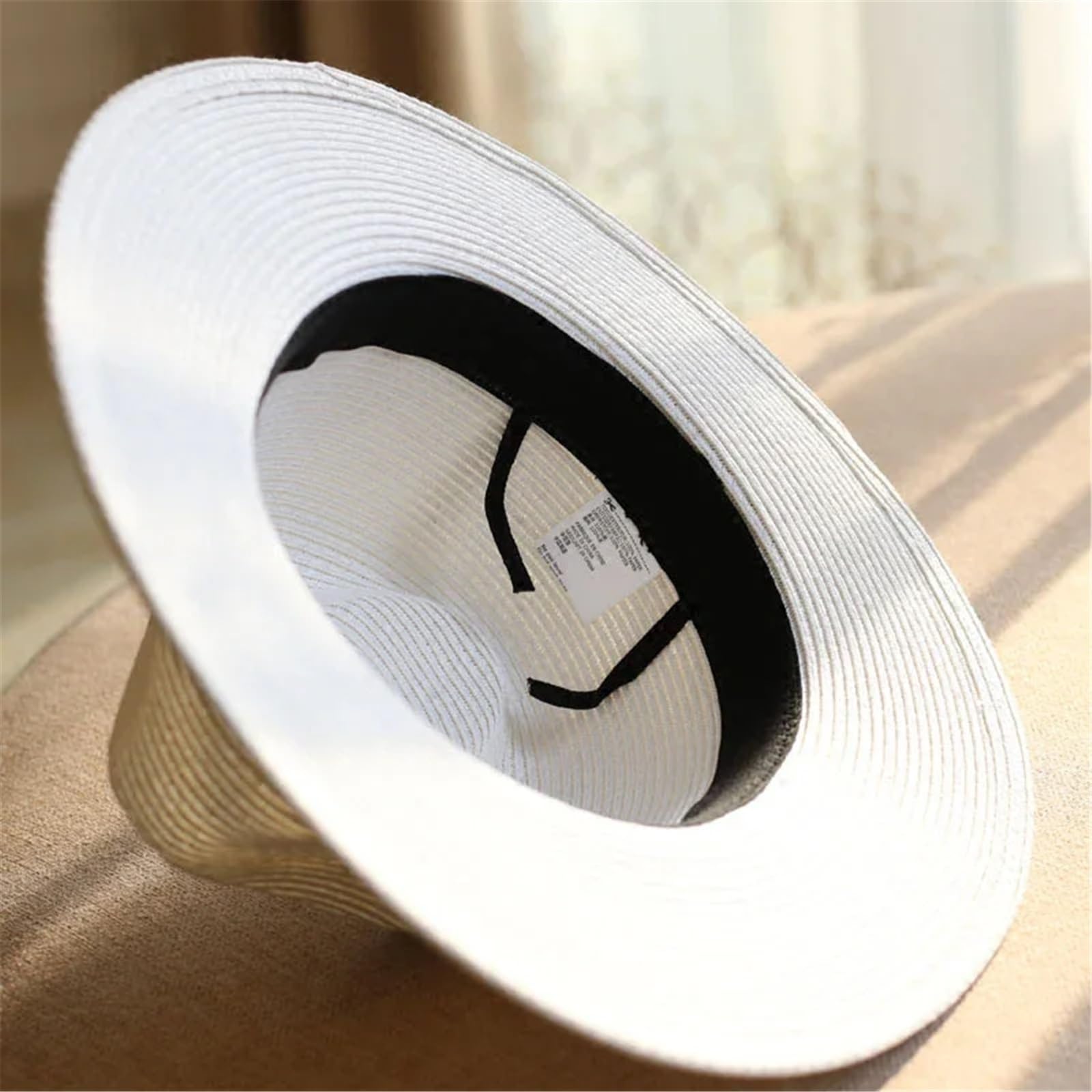 Hüte Herren 64 cm Sonnenhüte for Männer und Frauen, breite Krempe, Strand-Strohhut, großer Kopf, Übergröße(Khaki,XL 61-64cm)