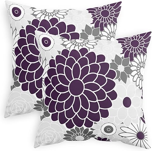 CaliTime Juego de 2 fundas de almohada decorativas de vellón con flores florecientes de dalia floreciente, para sofá, cama, sofá, decoración de casa