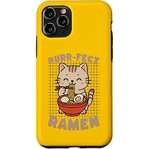Purr-FECT Ramen Cat Eating Noodles Kawaii Kitty Case for iPhone 11 Pro