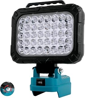 LED投光器 作業灯 フック付き 充電式 ワークライト コードレスワークライト 18Vバッテリーとの互換性あり 14.4V /18V 2段階明るさ調節 180角度調節 IP66防水 8000LM 集魚灯 2つの出力充電ポート 停電 夜間作業 夜釣り キャンプ 夜間工事 アウトドア 防災照明 地震対策 (7インチ - フック付き)