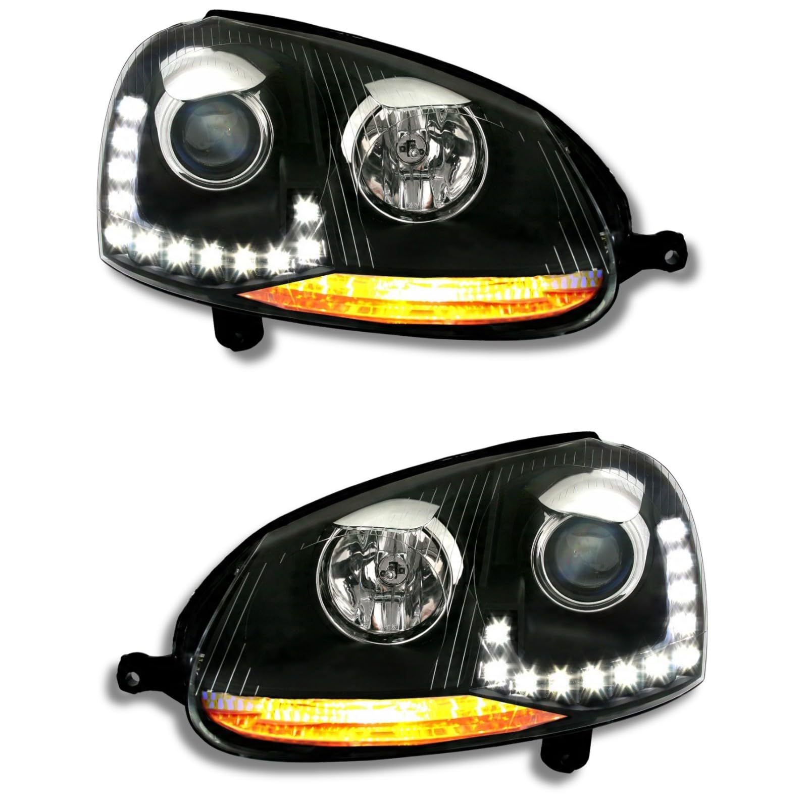LED Frontscheinwerfer Set Schwarz mit Tagfahrlicht für VW Golf 5 V 2003–2009