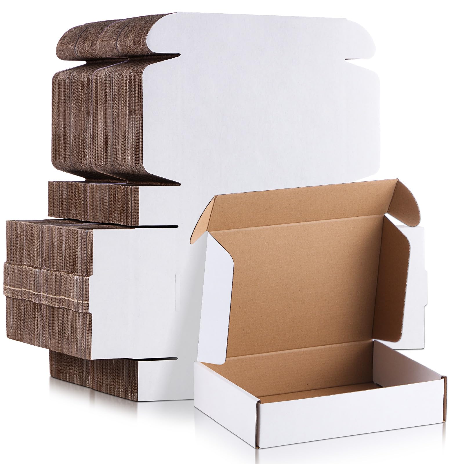 Qilery 200 Pcs Shipping Boxes Corrugated Cardboard White Mailer Boxes Packaging Present Gift for Mailing Shipping Small Business (7.09 x 5.12 x 1.97