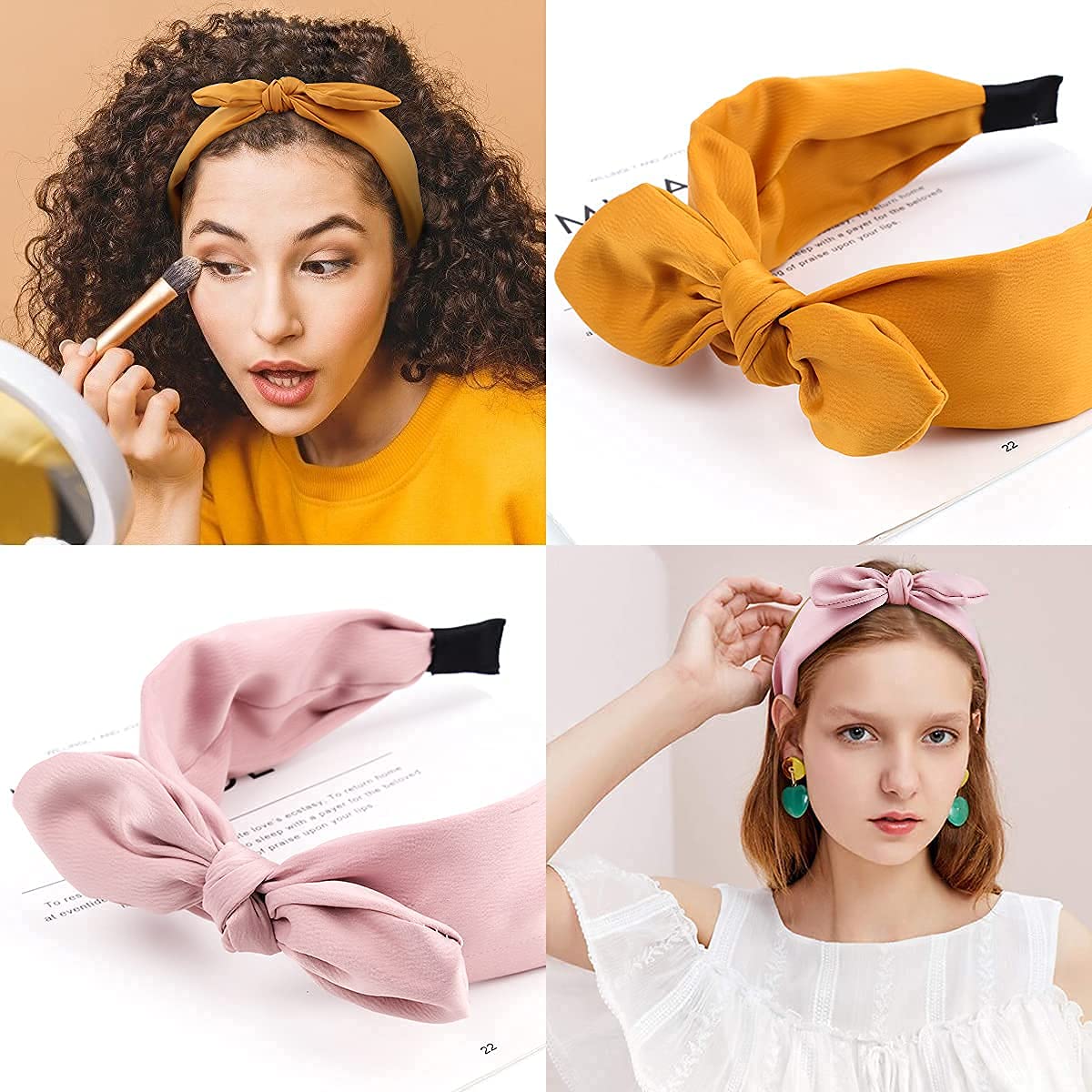 TOBATOBA 12 Pcs Knotted Headbands for Women, Bundle 6 Pcs Knotted Bow Headbands for Women Cute Headbands, 3 Pcs Leopard Headbands and 3 Pcs Knot Faux Pearl Bandana, Headbands for Women Girls image 3