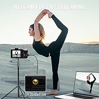 Vista 9 de 4K Digital Camera for Photography, 64MP Flip Screen Digital Camera for YouTube Vlogging, Selfies, Use with LED Light, 64GB Memory Card, Compact