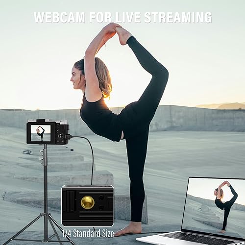 Miniatura 9 de Cámara digital 4K para fotografía, cámara digital de pantalla abatible de 64 MP para vlogging de YouTube, selfies, uso con luz LED, tarjeta de