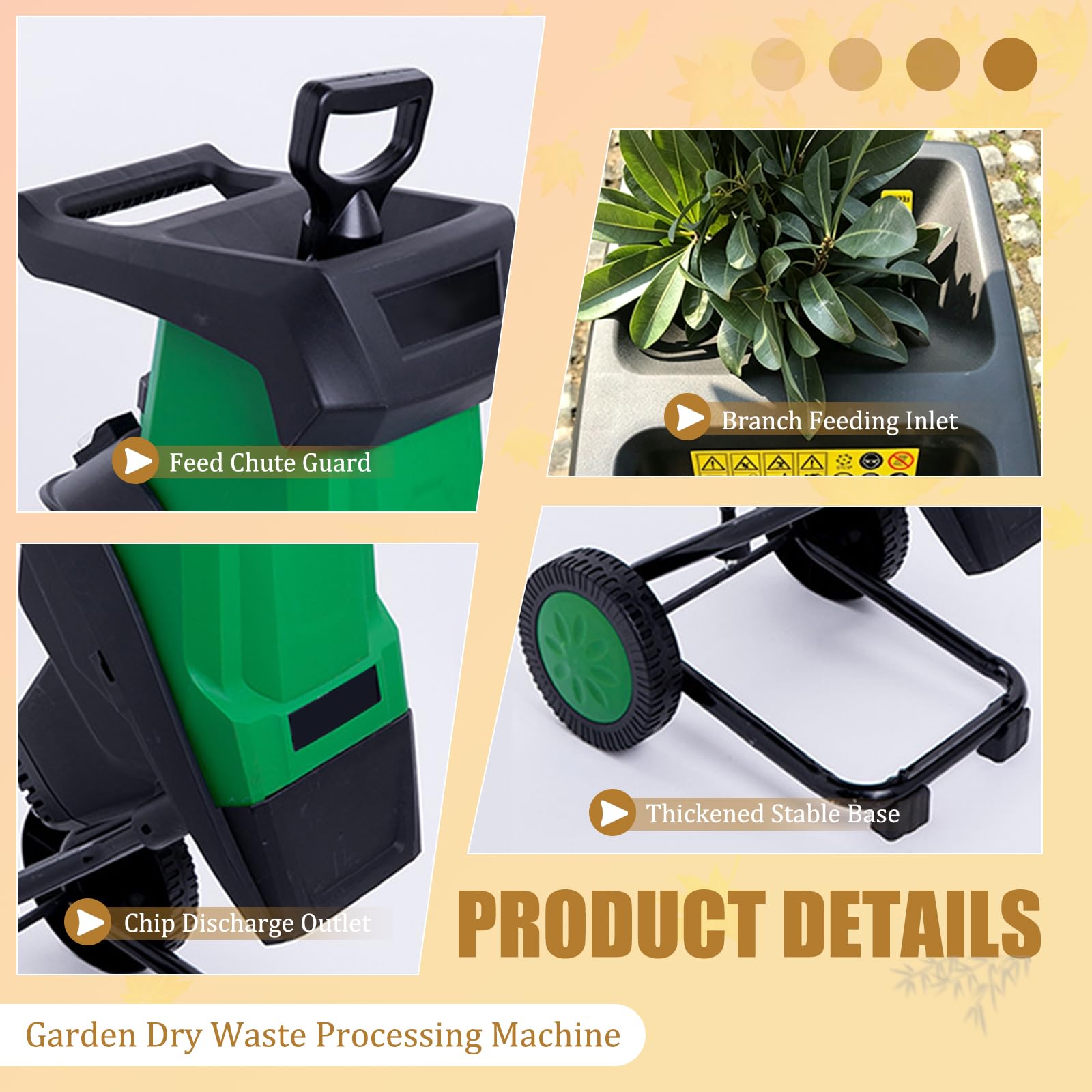 Broyeur De Bois électrique Pour Jardin, Capacité De Coupe De 39 Mm