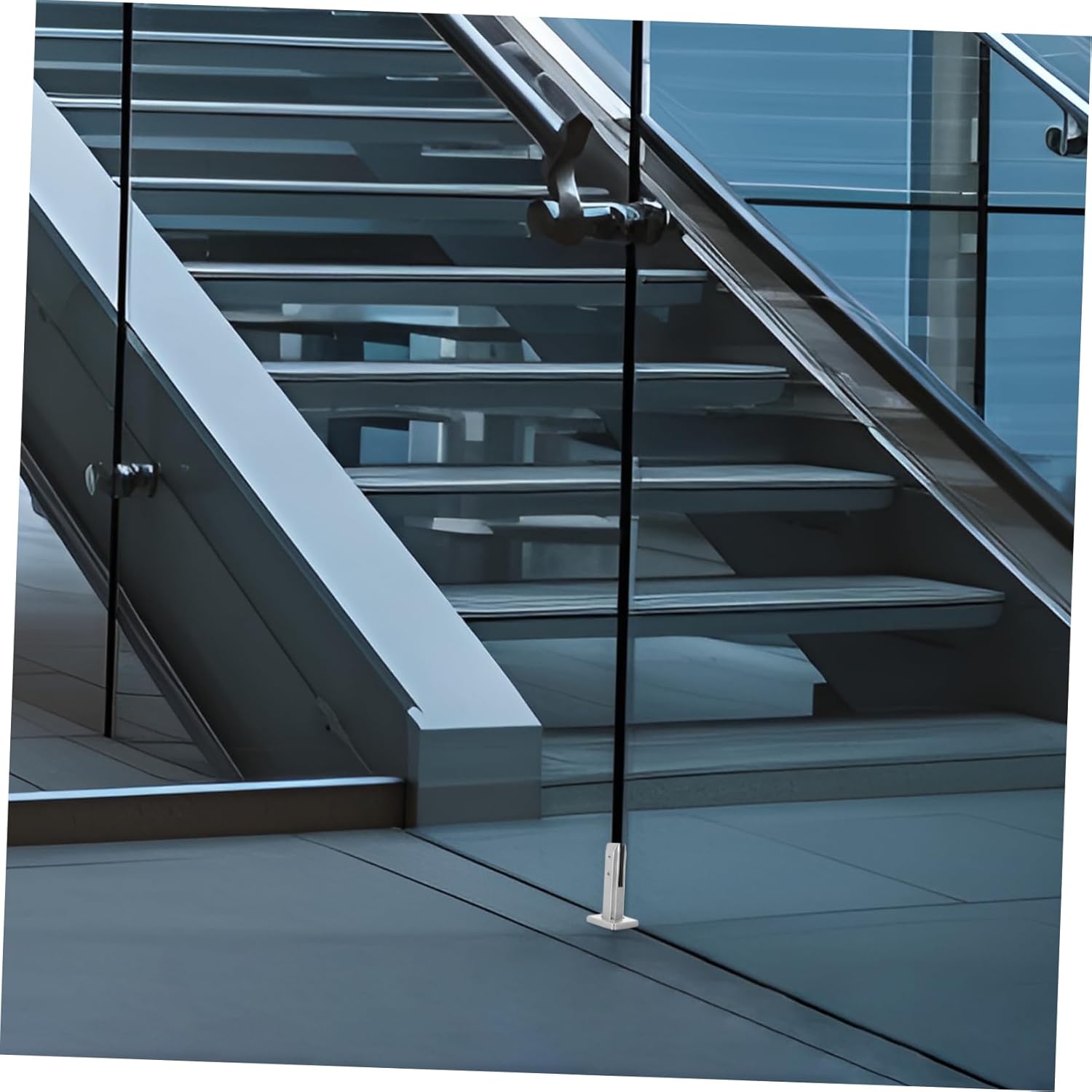 DOITOOL 1set Glass Shelf Holder Clamp Flat Back Glass Bracket Rail Clamp for Staircase Stainless Steel Indoor Railing Kit