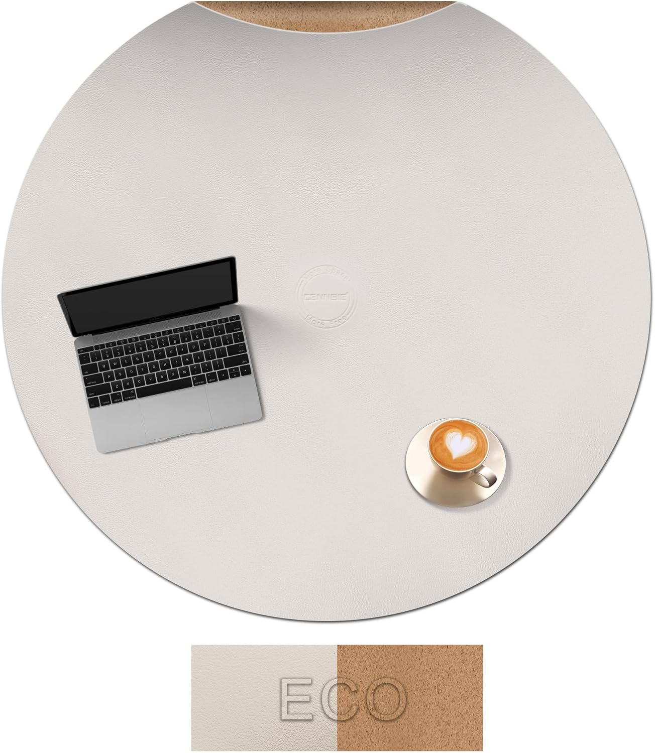 cennbie 42/40/36/32/30 inches round table mat - cork leather placemats - suitable as side dining coffee table cover - can be cut to fit (cream) cream 42" (round)