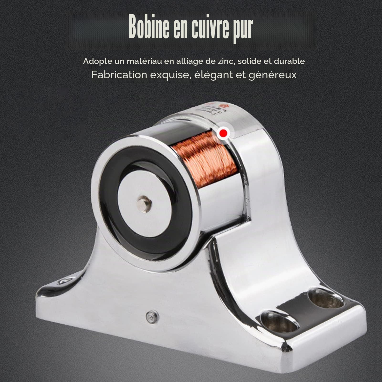 Serrure électromagnétique 55 kg, Contrôle d'accès pour Porte, Support de Sécurité Magnétique Haute Résistance avec Fixation Solide