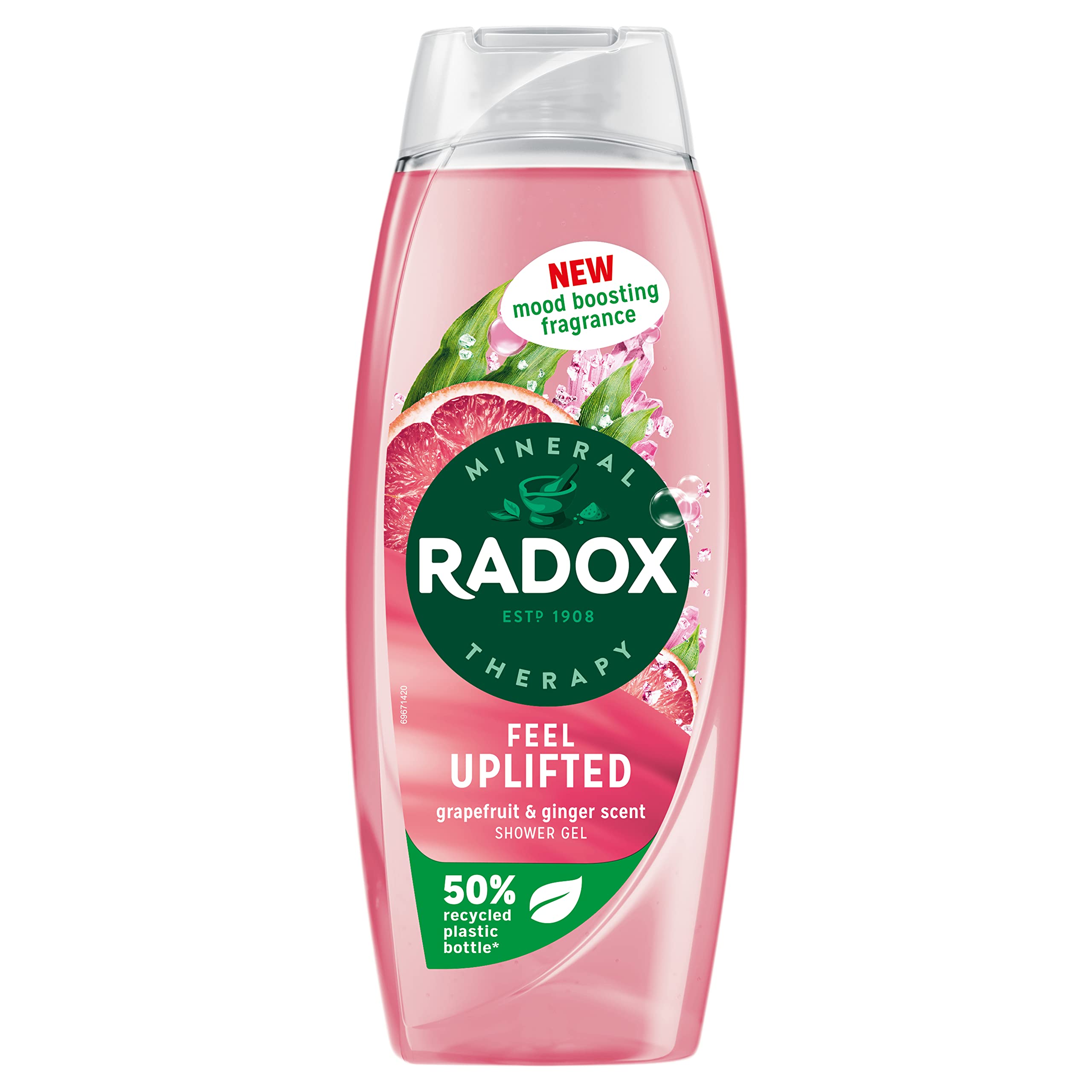 Radox Mineral Therapy Feel Uplifted body wash pack of 6 shower gel with a grapefruit & ginger fragrance for a refreshing shower experience 450 ml