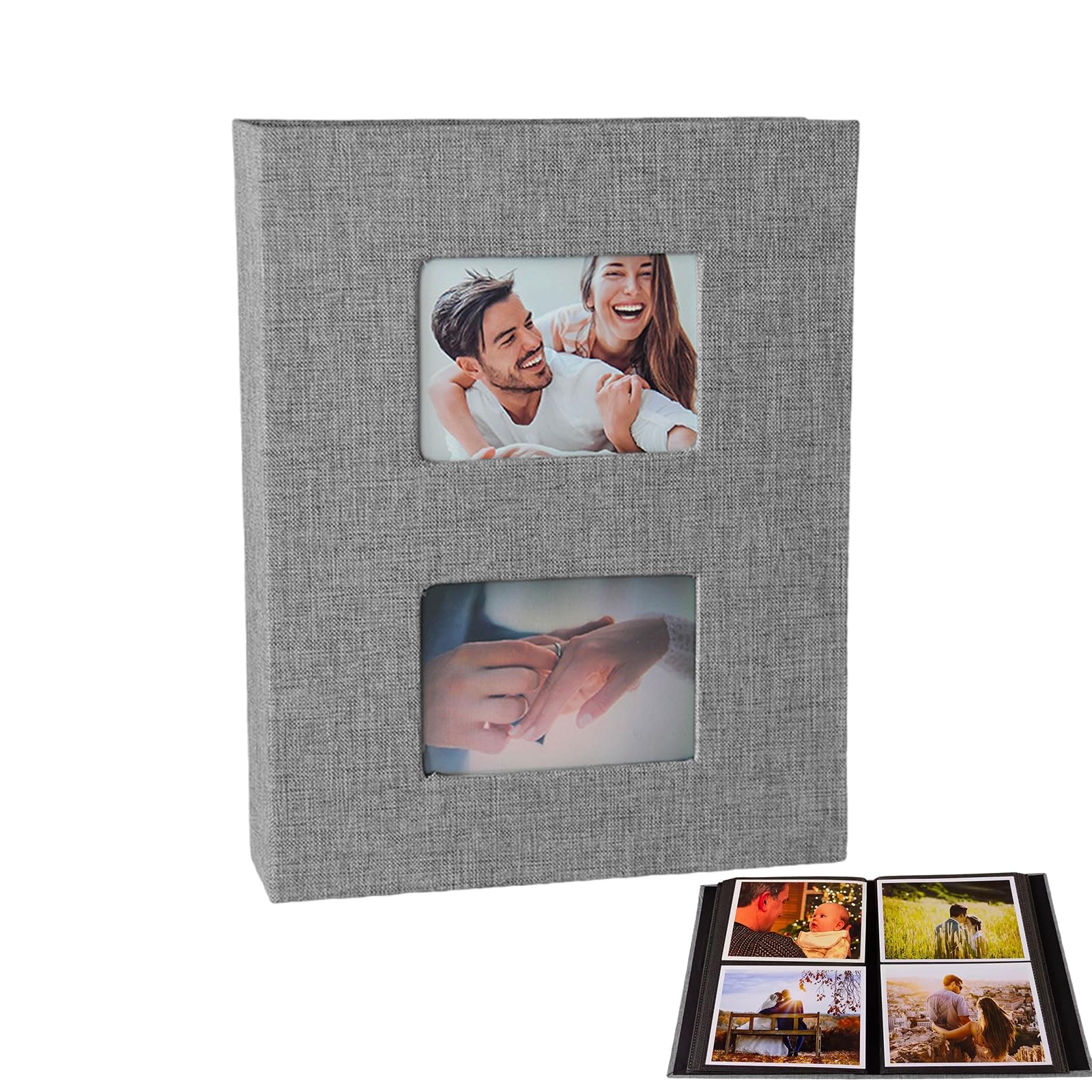 Photo Albums 6x4, 200 Photos Slip In Photo Album, Picture Albums for Valentine Wedding Christmas Birthday(Grey)