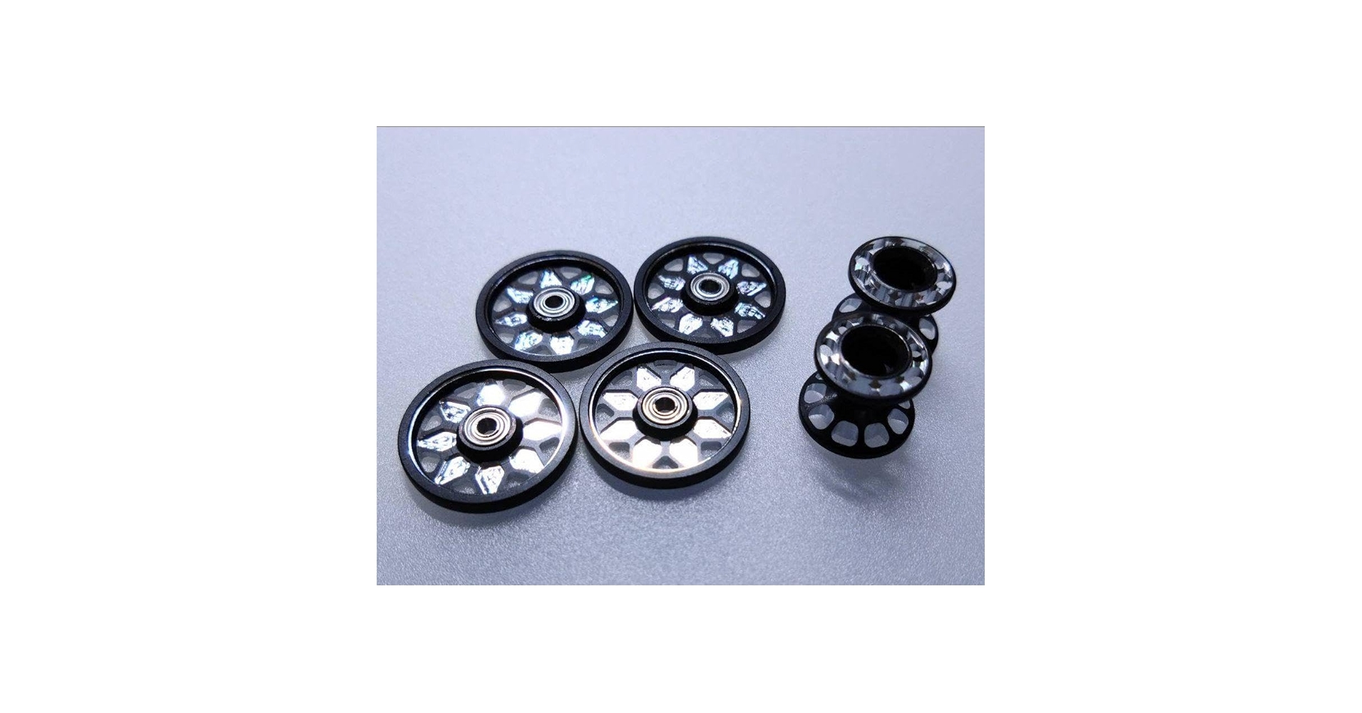 CNC軽量化ブラックアルマイトアルミローラー 2段13-12mm + 13mm④ SHIZUKU】CNC加工 2段アルミローラーセット(13-12mm