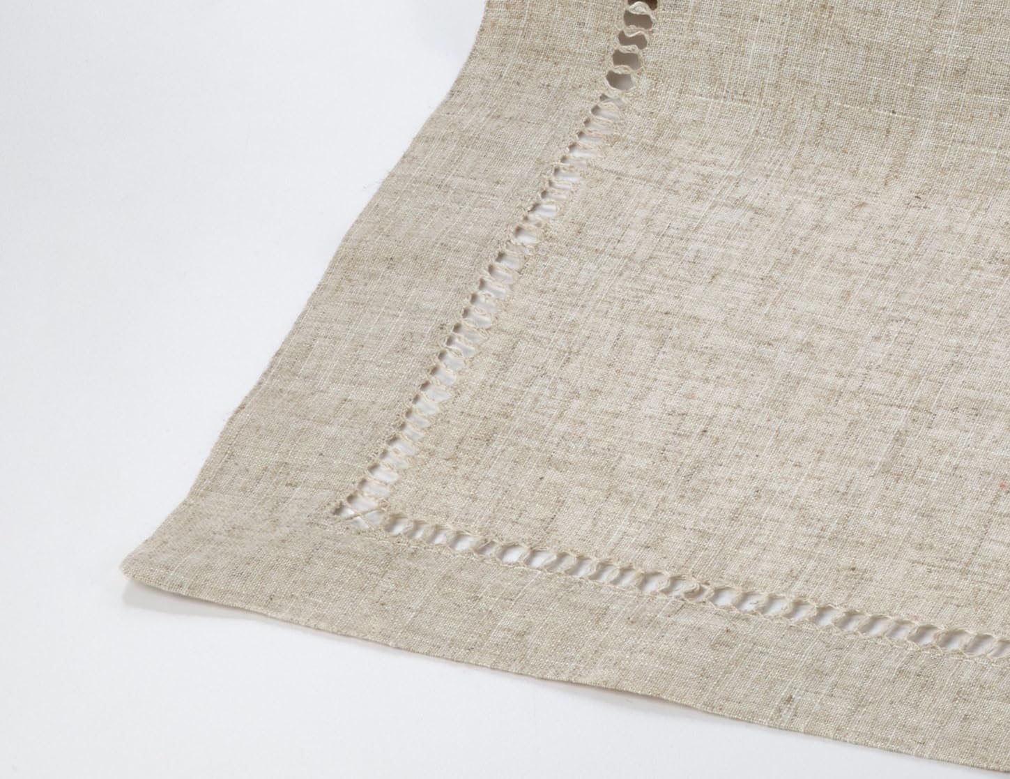 Fennco Styles Toscana Contemporary Hemstitched Linen Blend 16 x 90 Inch Table Runner for Dinner Table, Picnic Table, Parties, Wedding Decorations, Natural