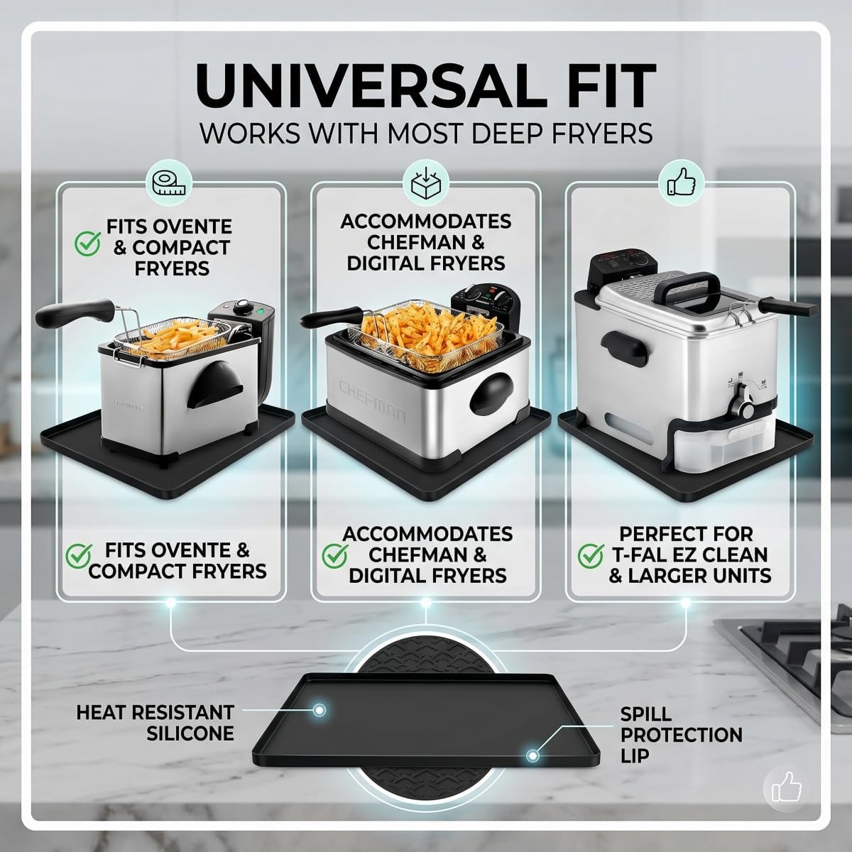Silicone Deep Fryer Mat, 24x16" Silicone Pad for Countertop Protection
