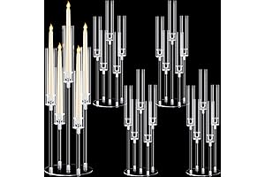 4 Pcs Clear Acrylic Candle Holders Centerpiece Crystal 5 Arm Candlestick