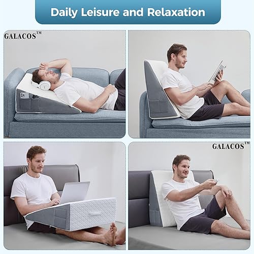 Miniatura 6 de Almohada de cuña de cama para dormir, almohada de cuña triangular de espuma viscoelástica de 10 pulgadas, almohada poscirugía para posicionadores