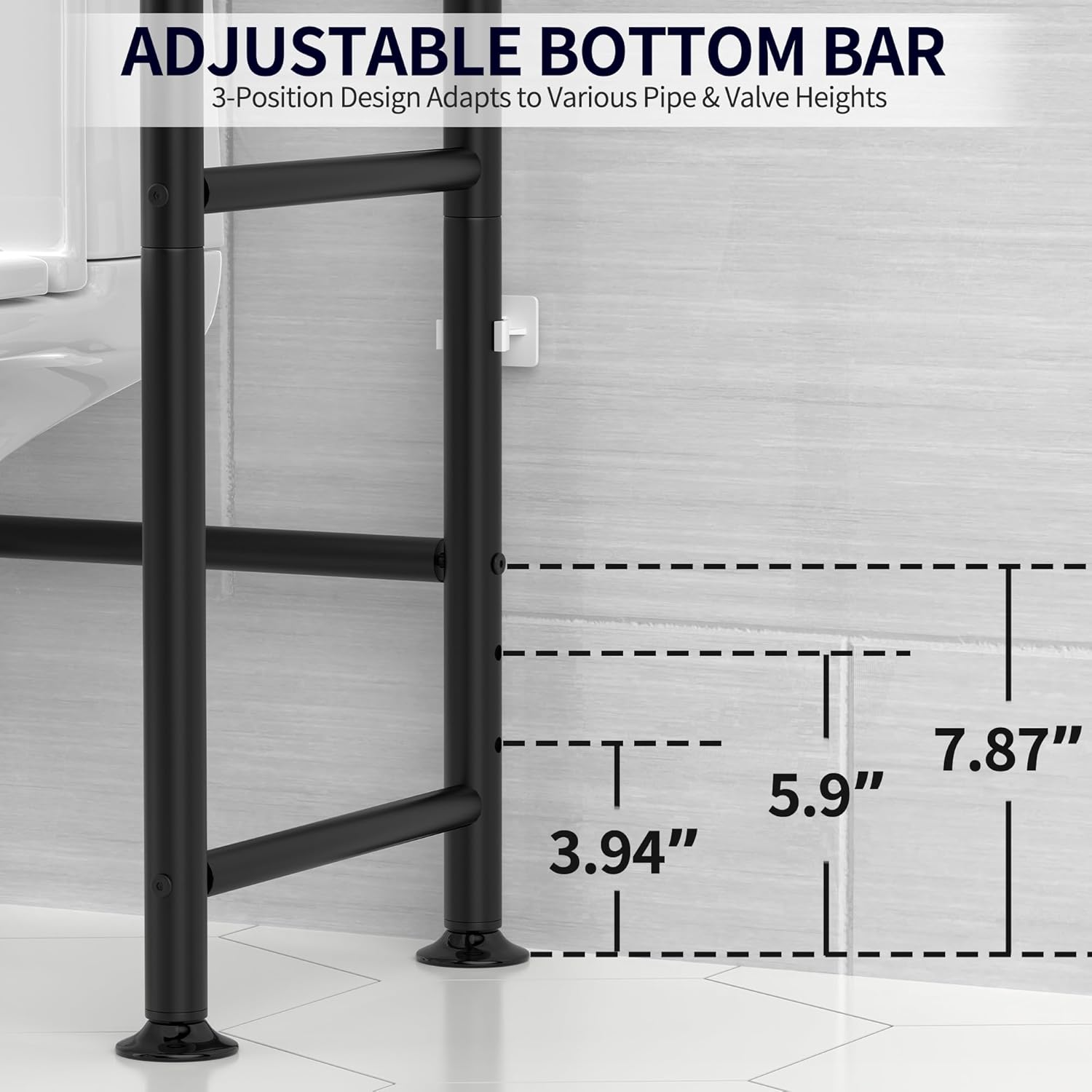 3-Tier Over The Toilet Storage, Freestanding Metal Bathroom Shelves, Space Saver Above The Over Toilet Storage Shelf for Bathroom (Black)