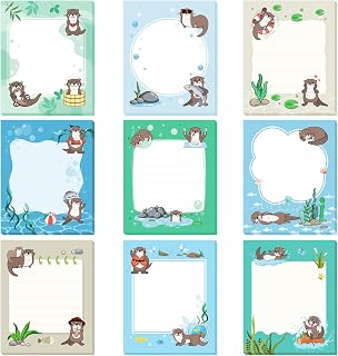 Sabary 9 Pads Cute Sticky Notes Animal Sticky Note Pads 3.15 x 3.94 Inches Colored Adhesive Memo Reminder Decor for Journal School Office Gifts(Otter)
