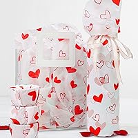 Vista 6 de MR FIVE 100 hojas de papel de seda blanco con corazón rojo a granel, 20 x 14 pulgadas, papel de seda con diseño de corazones rojos para bolsas