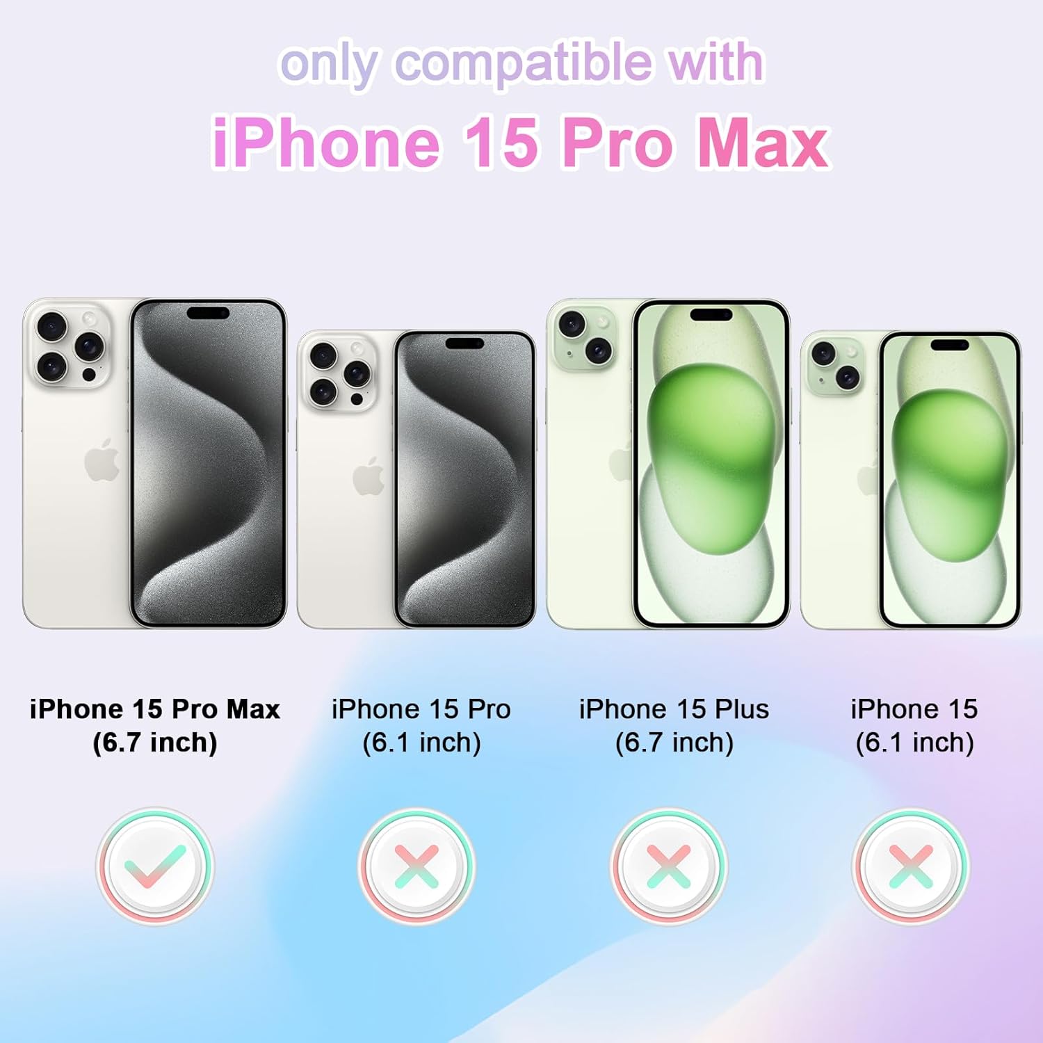 Aesthetic Case for iPhone 15 Pro Max Case for Women Girls, Compatible with Magsafe, Cute Girly Trendy Glitter Sparkly Rainbow Magnetic Protective Phone Cover, Matte Iridescent Blue & Pink - Image 5