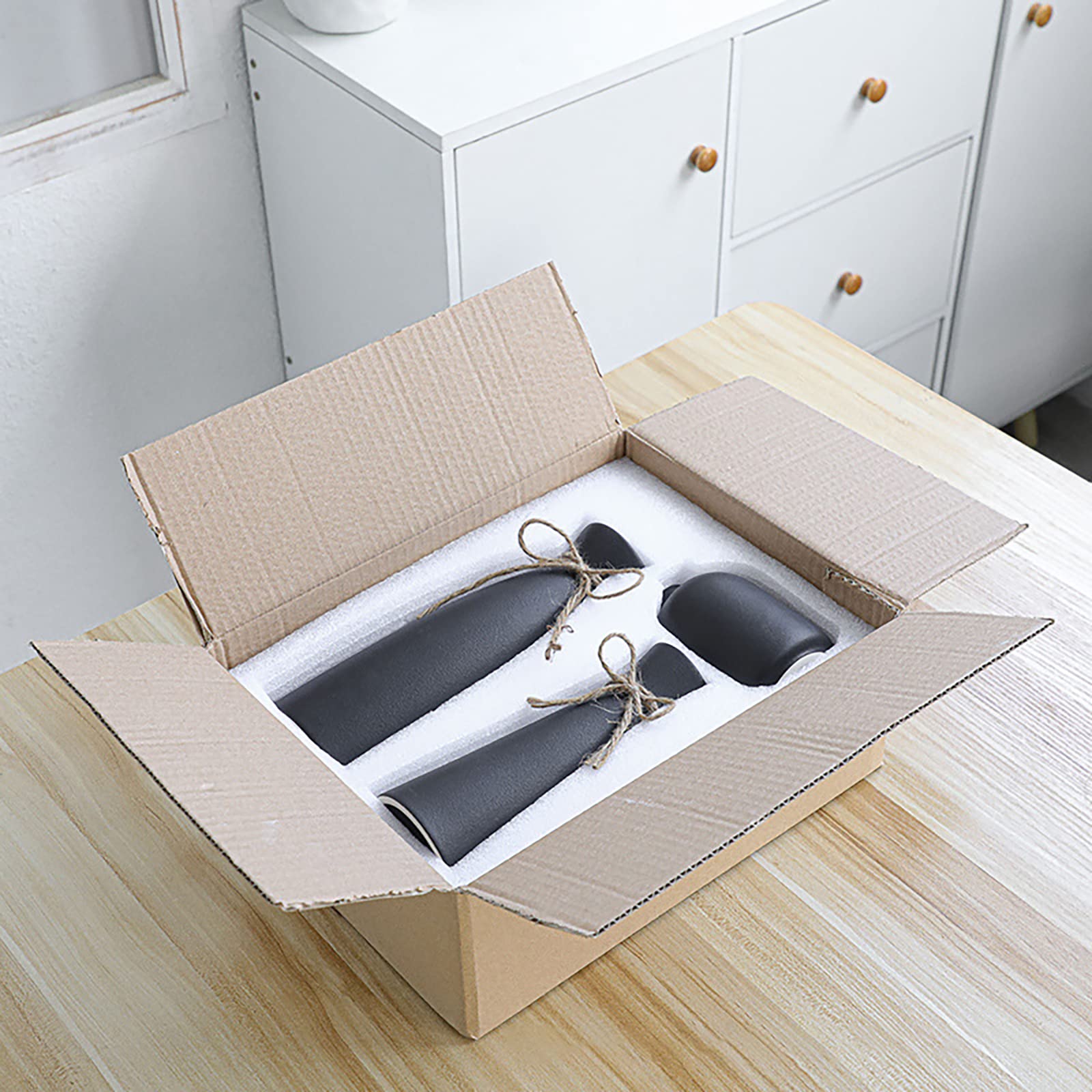 Keramik Vasen 5er Set Schwarz - Moderne Blumenvasen Für Deko & Tisch