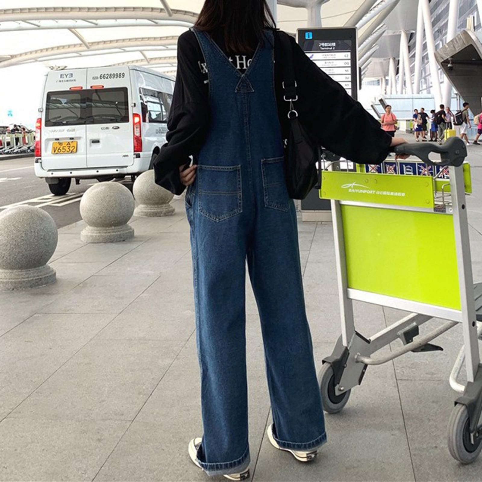 Genérico Mono Vaquero para Mujer Monos Jumpsuit Vestir Peto Largo Primavera Tejanos Algodón Pantalones Casual Trabajo Disfraz Ligero Invierno