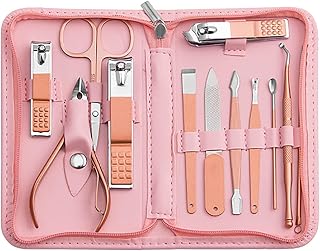 Manicure Set Personal Care, Nail Clipper Kit, Professional Nail Clipper Pedicure Set, Nail Tools with Luxurious Travel Case, Gifts for Men Women Family Friend, 16 Pieces (Pink)