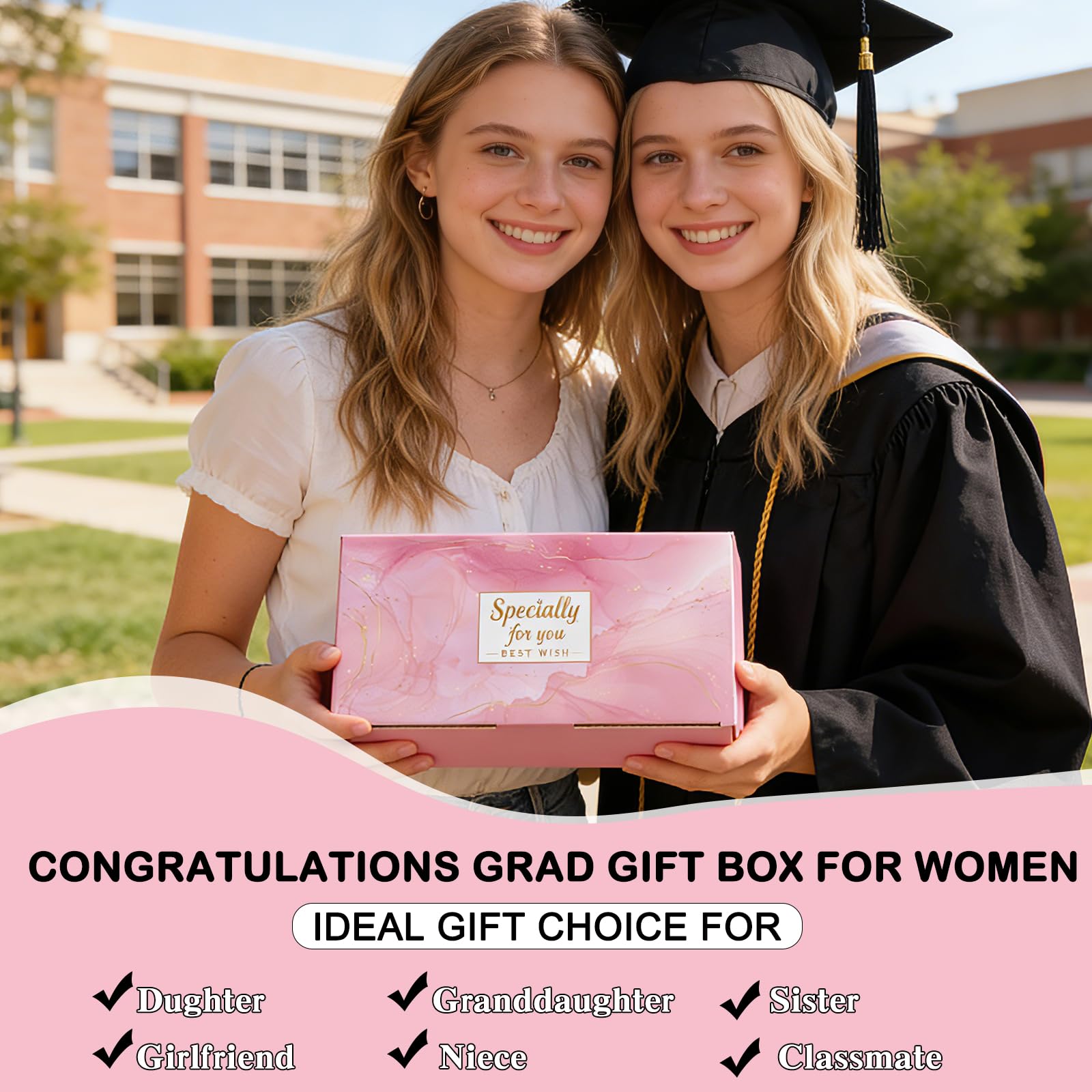 Graduation Gift for Her 2026, 8-in-1 Congratulations Gifts for Women with 20oz Insulated Tumbler, Rose-Scented Candle, Makeup Bag, High School/College Graduation Gifts for Daughter Sister Friend