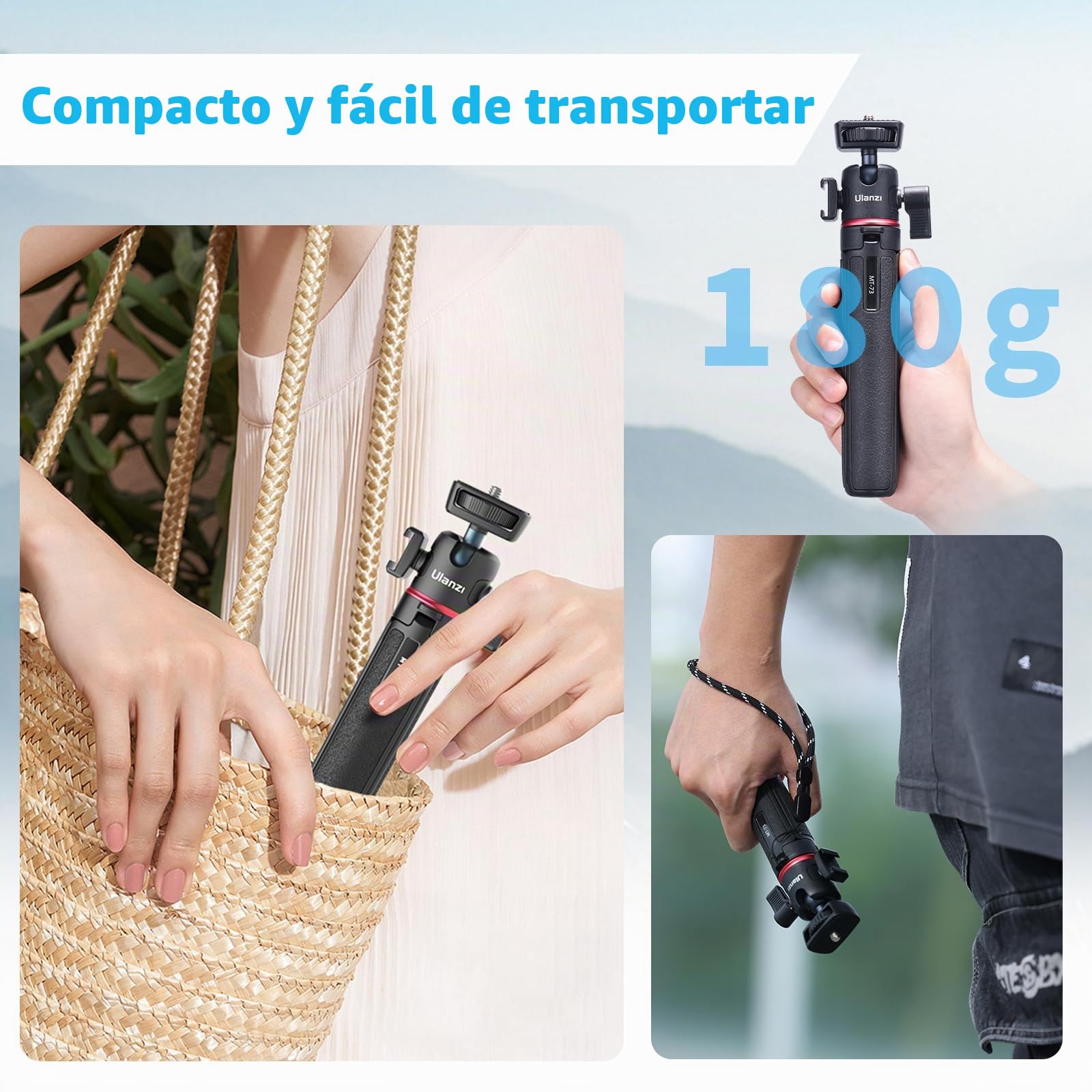 ULANZI MT-73 Mini Trípode de Cámara 54cm/21.6in - Pequeño Con 1/4'' Tornillo - Compatible Con Cámara Compacta - Ideal Para Viaje y Bolsillo