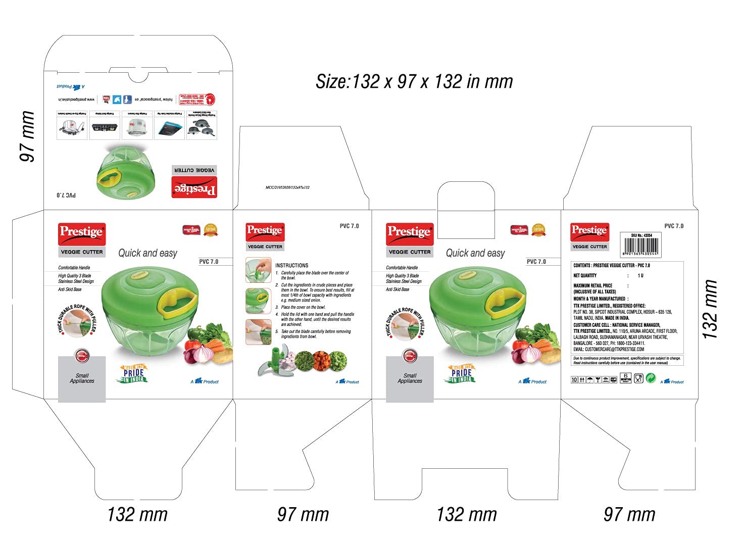 Prestige PVC 7.0 Veggie Cutter with 3 Stainless Steel Blades|Capacity-450ML|Green 6 71GAYC44uAL. SL1469