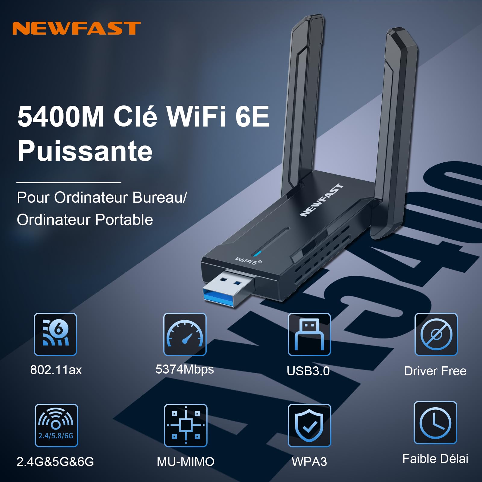 NEWFAST AXE5400 - Chiave WiFi U353 per PC