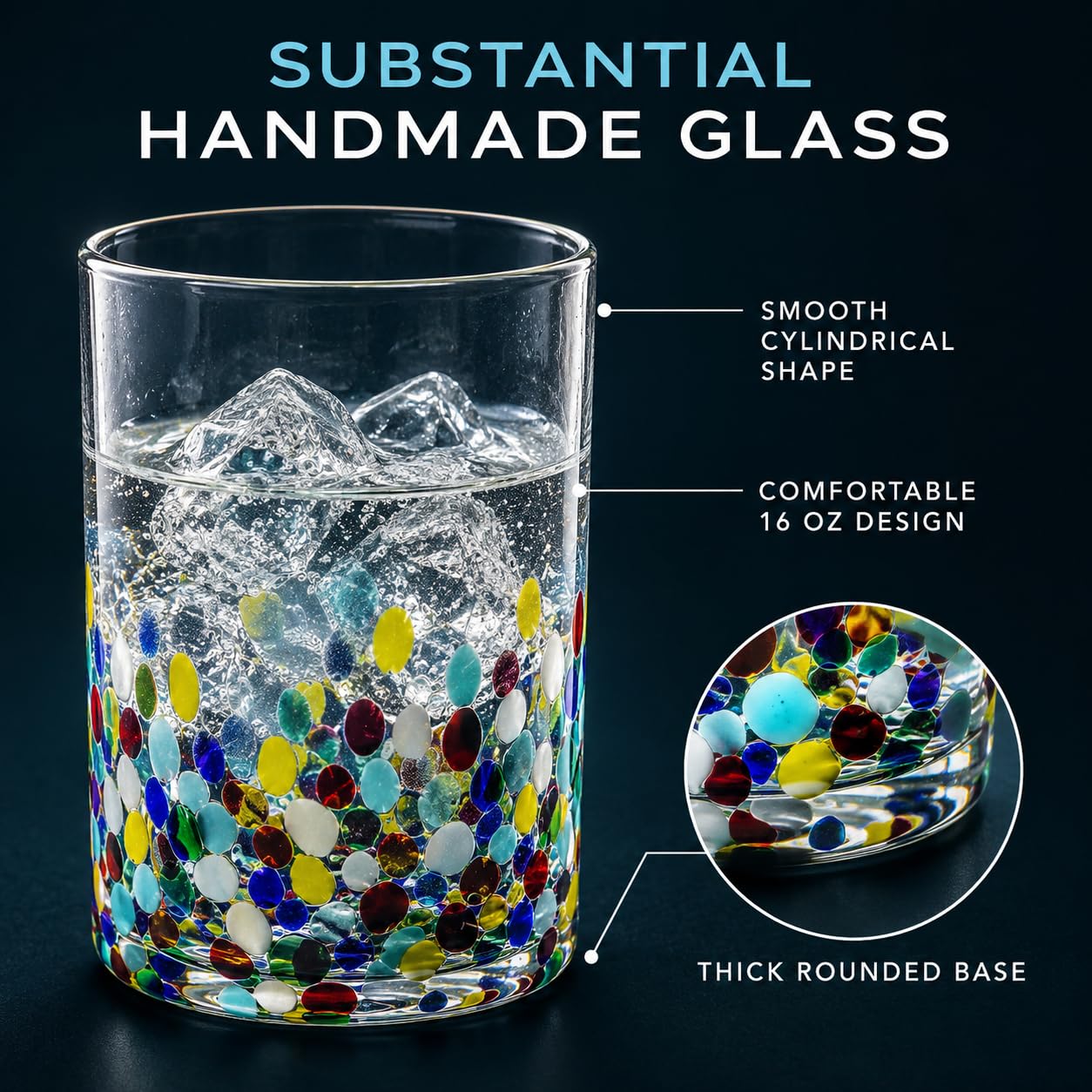 Lot de 6 verres à confettis mexicains multicolores de 473,6 g, faits à la