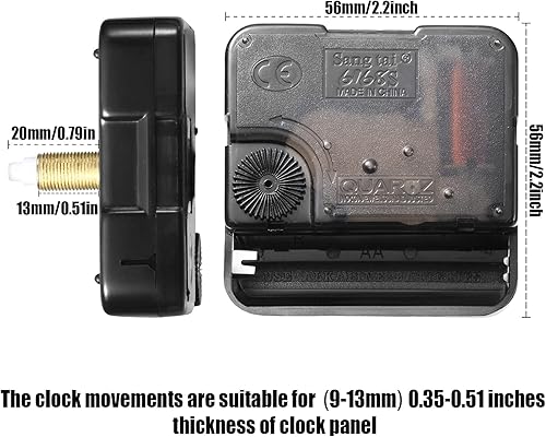 Miniatura 9 de 3 piezas de movimiento de reloj de eje largo con 3 tipos de reloj de madera de nogal mecanismo de manos con ganchos de pasters reloj kit de repuesto