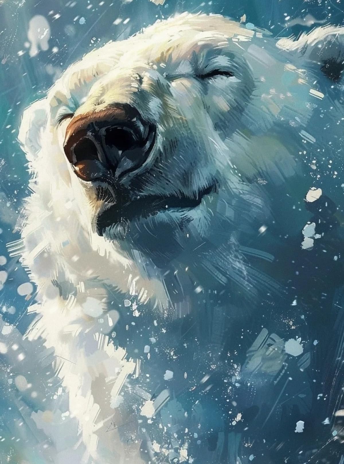 RKFLGEW 14CT Fantasy Polar Bear Stamped Cross Stitch Kit Cute Animals DIY Embroidery for Adults Beginner Needlework Kit with Patterns Needlepoint Art 40x50 cm