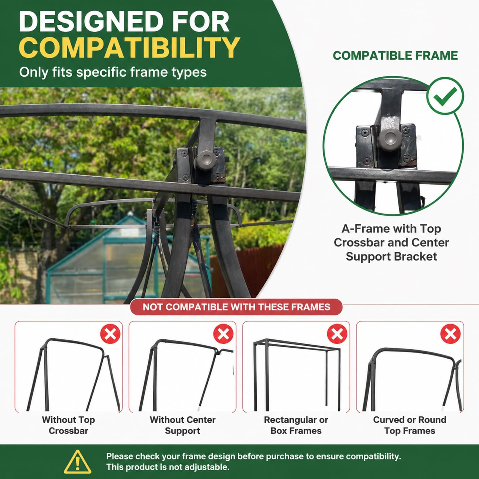 Tettuccio di ricambio per dondolo 3 posti impermeabile da giardino | Tessuto poliestere 600D 250g/m², resistente agli strappi, protezione solare, facile pulizia(Red,77.95*46.46*8.27*6.30in)