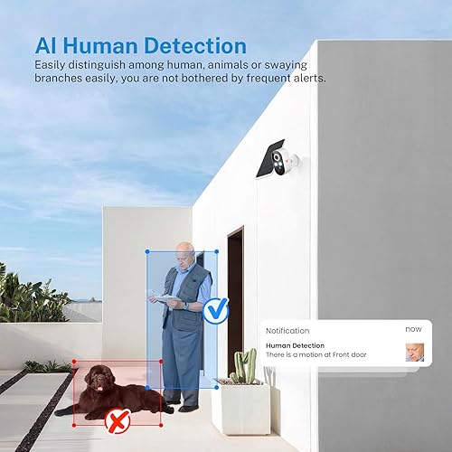 Miniatura 4 de Cámara de seguridad inalámbrica 1080P, visión nocturna a color, detección humana, almacenamiento en la nube, audio de 2 vías, WiFi 2.4G, vista en