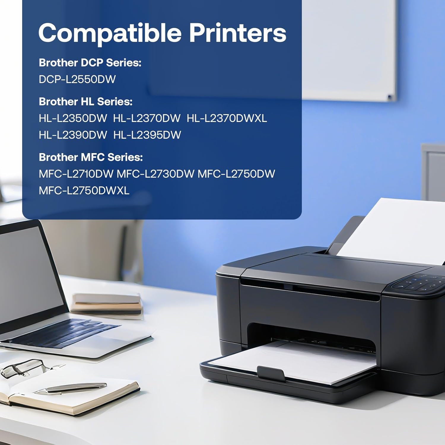 Compatible TN760 Toner Cartridge Replacement for Brother TN-760 TN730 with HL-L2350DW HL-L2370DW MFC-L2750DW DCP-L2550DW Printer (4 Black)