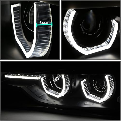 Miniatura 4 de DNA MOTORING HL-3D-F3013-BK Faros delanteros de proyector de cristal U-Halo con carcasa negra con señal de giro LED 3D compatible con 12-16 F30