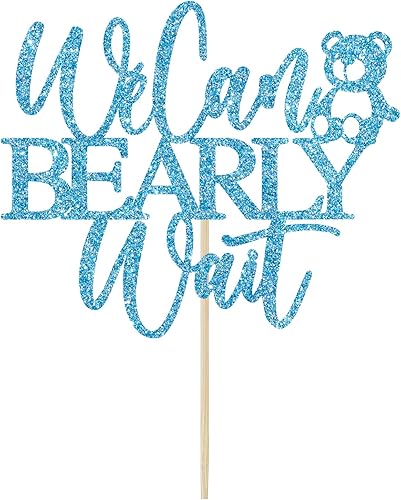 Miniatura 6 de We Can Bearly Wait - Decoración para pasteles, oso de peluche, decoración de baby shower para niños, tema de oso de bebé, baby shower, revelación de