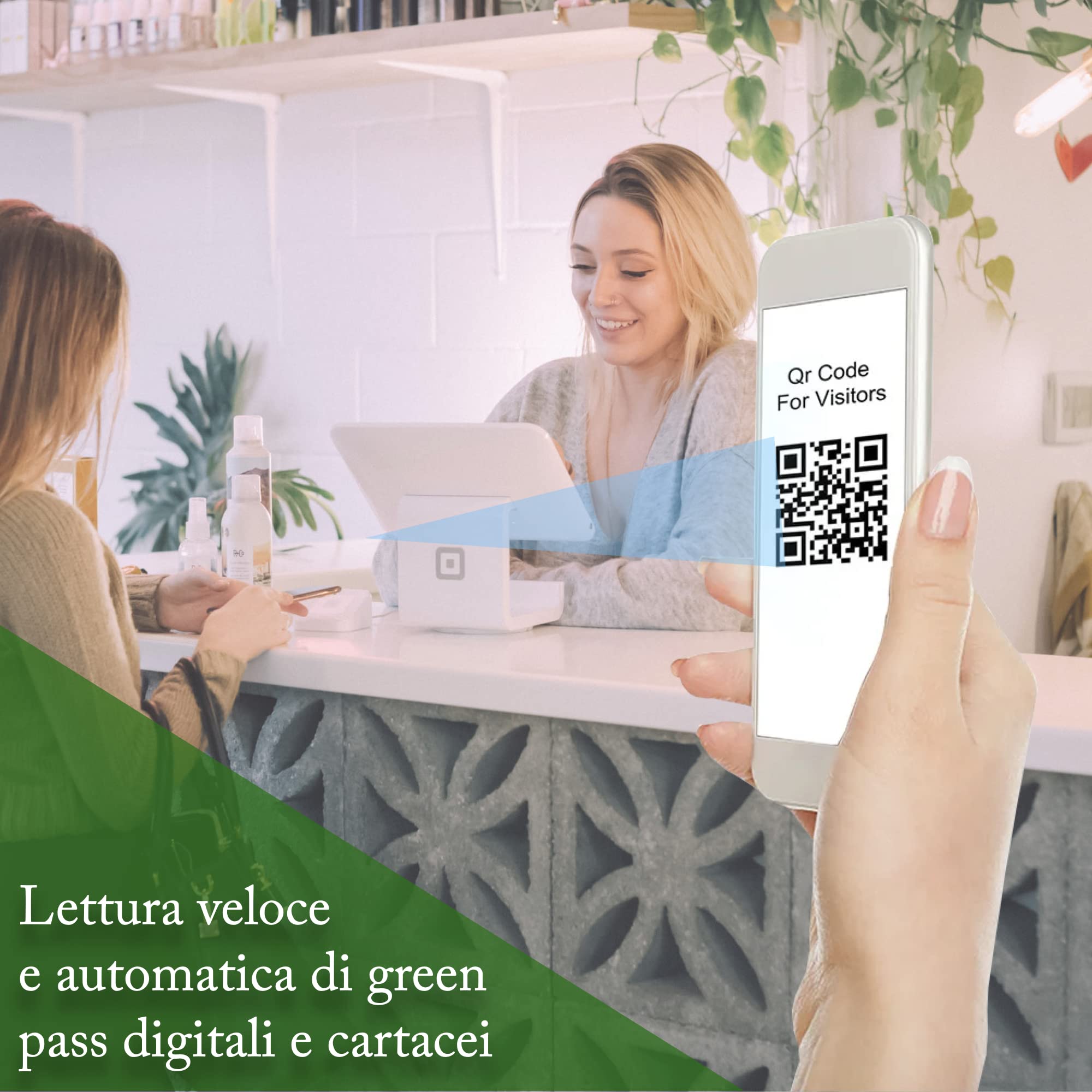termometro digitale con Lettore QR code Green Pass e Super Green Pass e dispenser gel disinfettante mani | termometro febbre infrarossi professionale