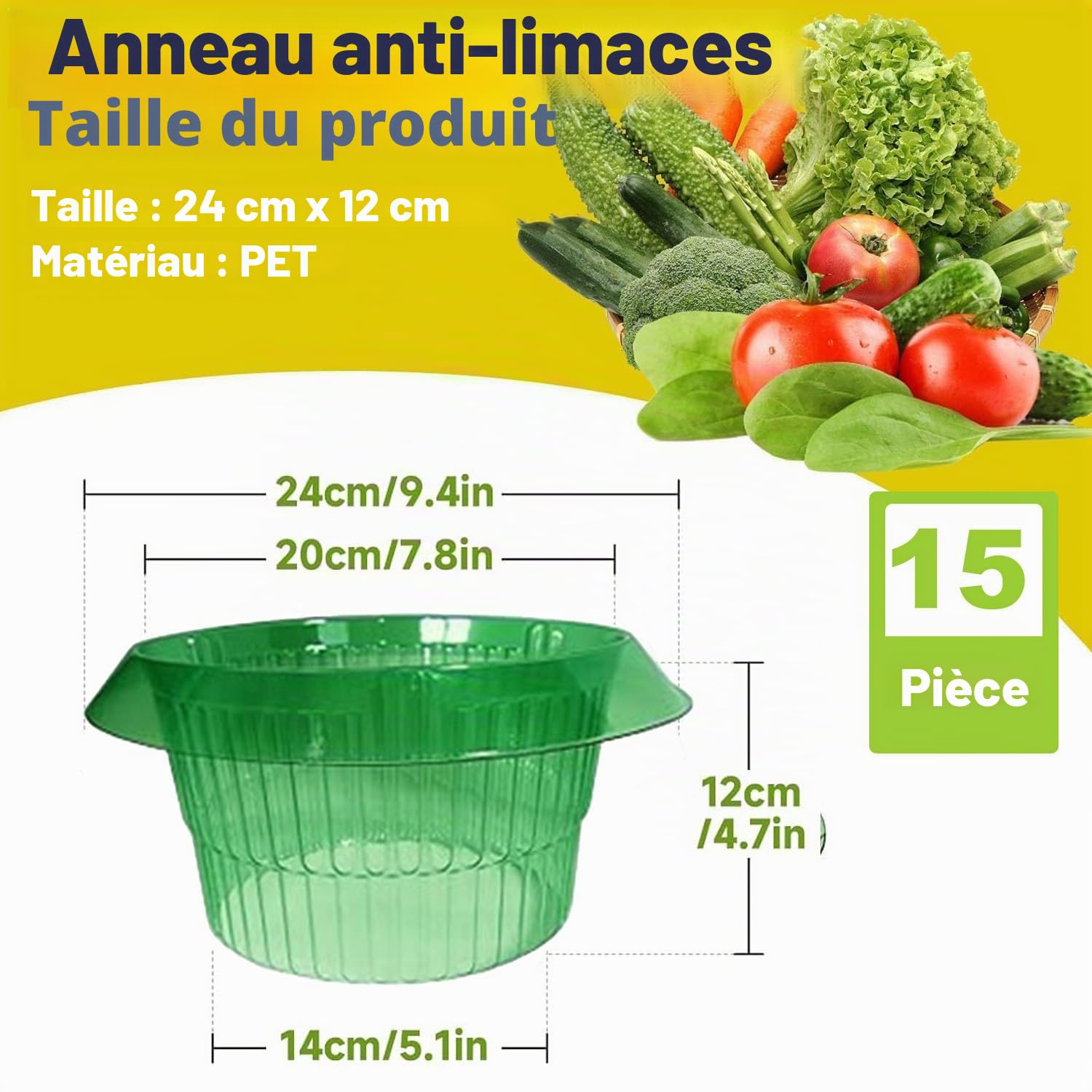 Collerette Anti-escargots pour Plantes de Salade, Protection sans Produits Chimiques, Plastique (15 pièces)