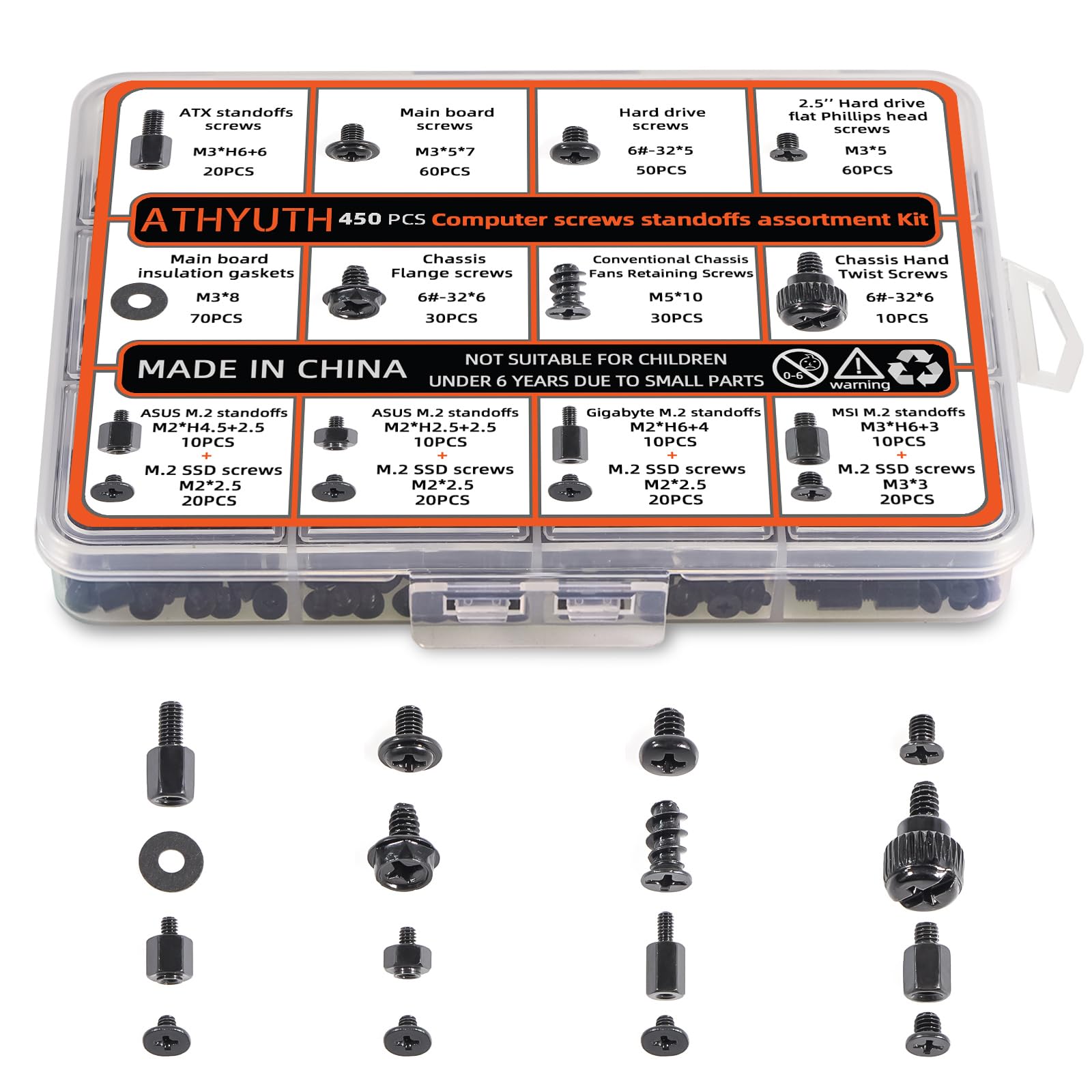 Kit de 450 vis d'ordinateur avec vis d'entretoise de carte mère et fixations pour SSD M.2 boitier - 7